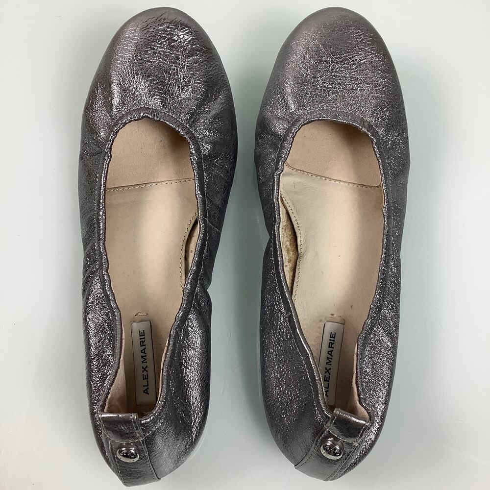 Alex Marie silver leather round toe ballerina flats size 7.5M EUC - Picture 6 of 11